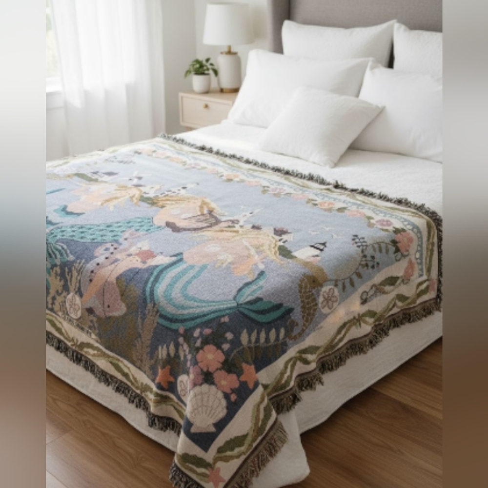 Claire Murray Sirens of the Sea Woven Blanket -Mermaid whimsical
